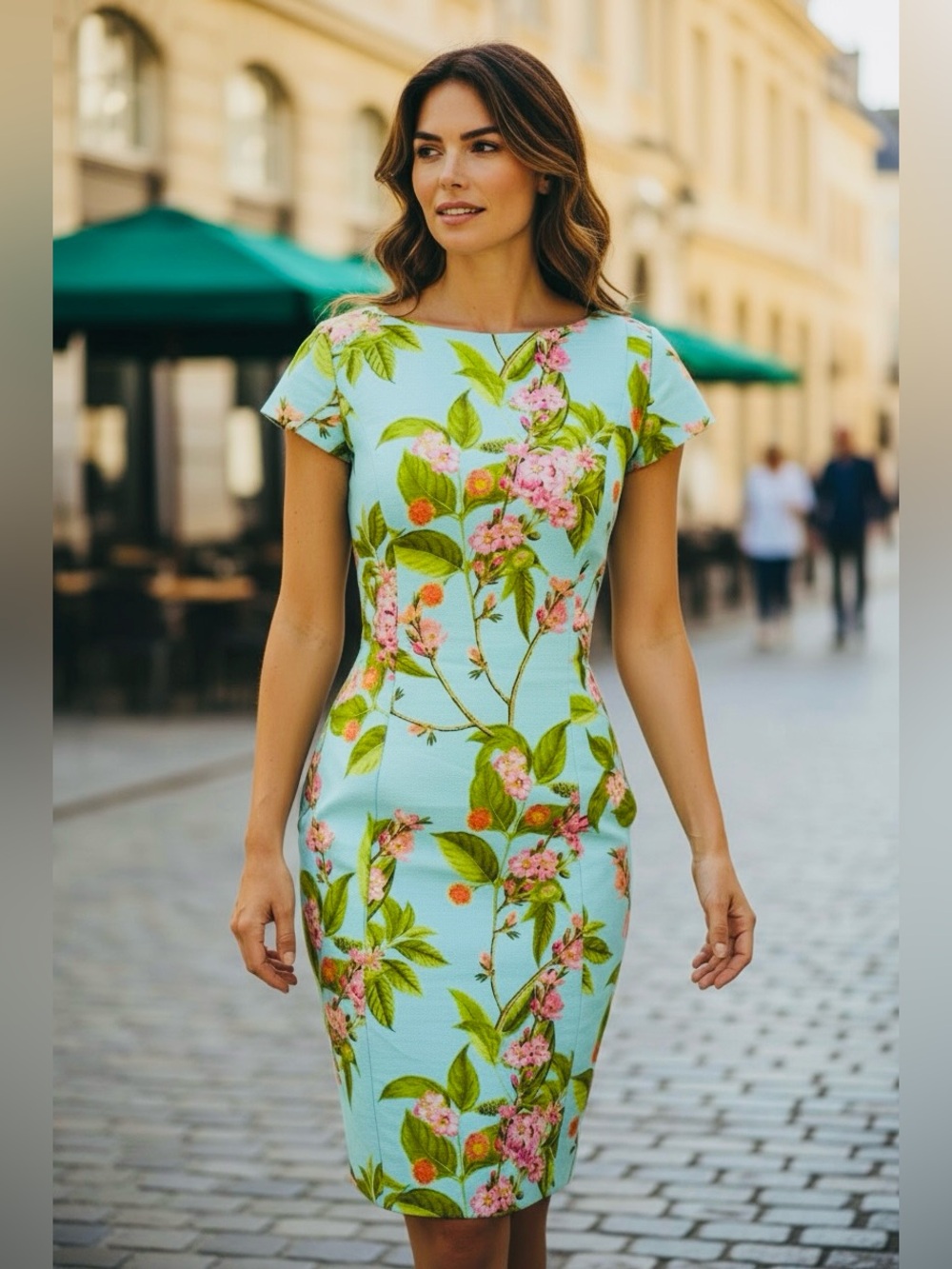 Talbots Floral Dress 6 Lite Blue Short Sleeve Wedding Guest Summer Garden party